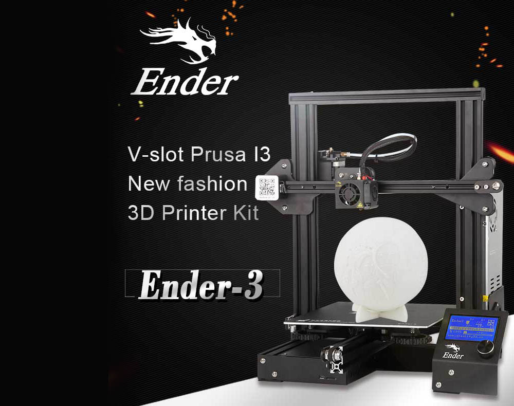 Creality Ender - 3 ( Ender - 3 Upgraded Version ) 3D Printer - Black EU Plug / With Glass Bed + 5 x Nozzle