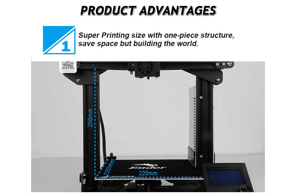 Creality Ender - 3 ( Ender - 3 Upgraded Version ) 3D Printer - Black EU Plug / With Glass Bed + 5 x Nozzle