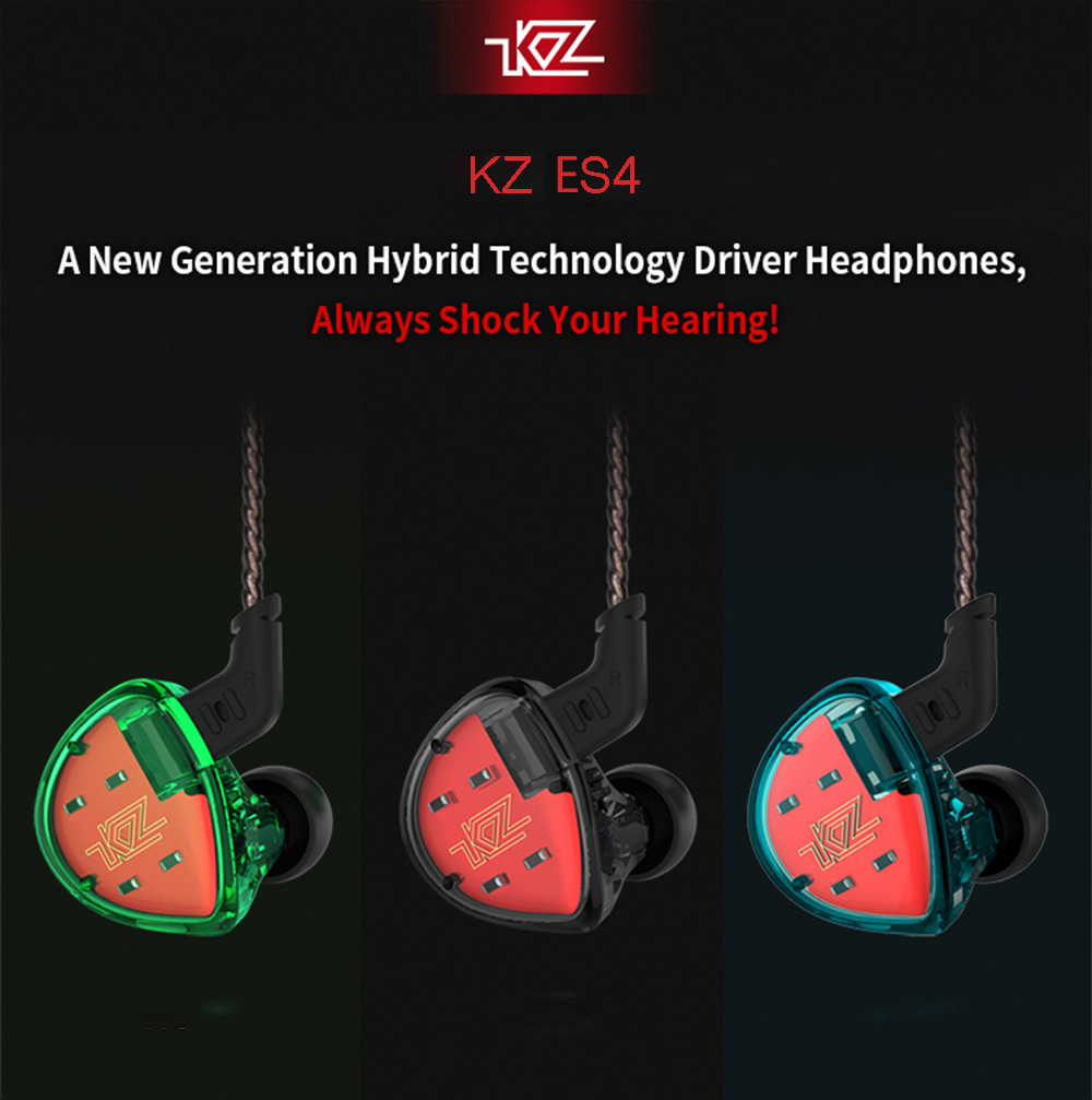 KZ ES4 HiFi Hybrid In-ear Earphone Wired Earbuds 